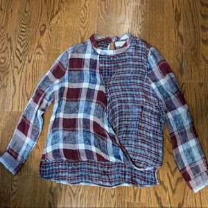 Vintage Havana plaid drapey top